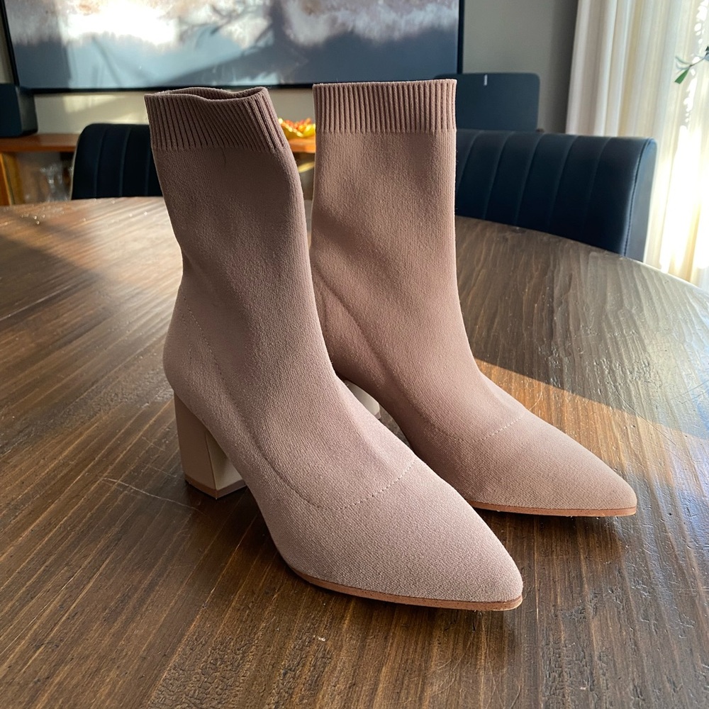 Beige sock boots size 8.5